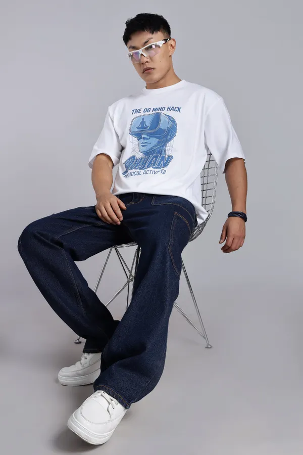 White_Cotton_Oversized_Dhyan_Protocol_Mind_Hack_T-Shirt