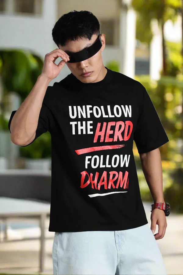 Black_Cotton_Oversized_Follow_Dharma_T-Shirt_For_Men