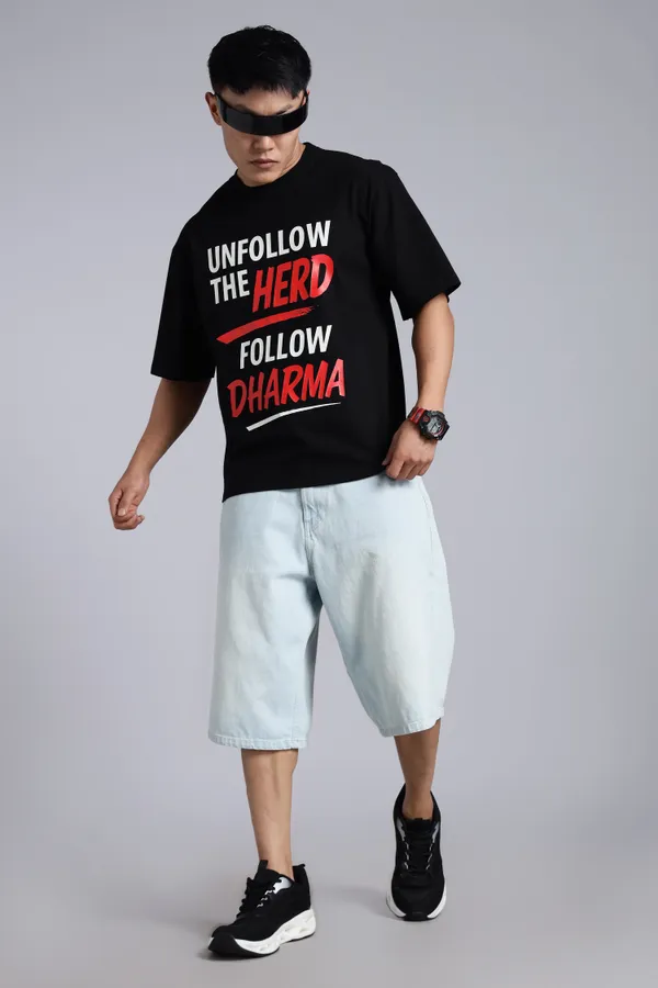 Black_Cotton_Oversized_Follow_Dharma_T-Shirt_For_Men