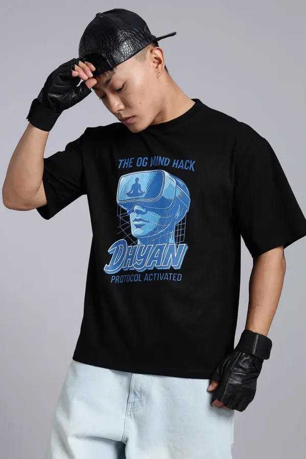 Black_Cotton_Oversized_Dhyan_Protocol_Mind_Hack_T-Shirt