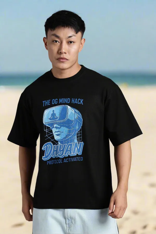 Black_Cotton_Oversized_Dhyan_Protocol_Mind_Hack_T-Shirt