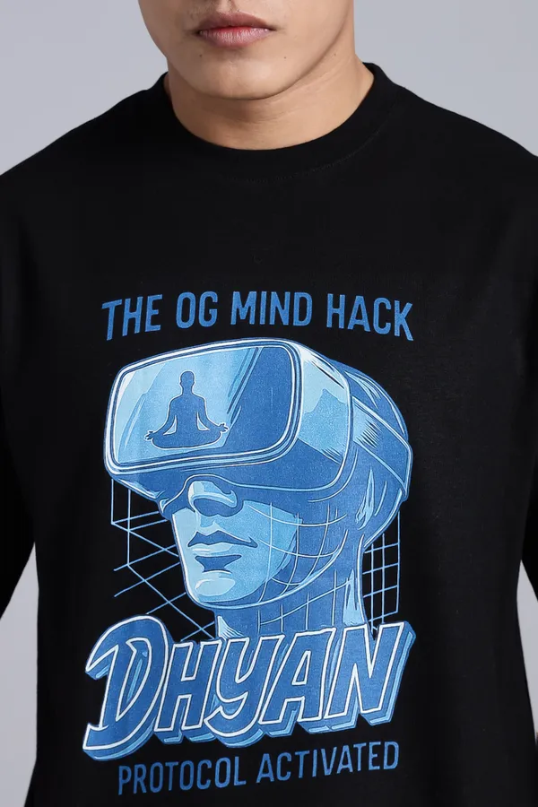 Black_Cotton_Oversized_Dhyan_Protocol_Mind_Hack_T-Shirt