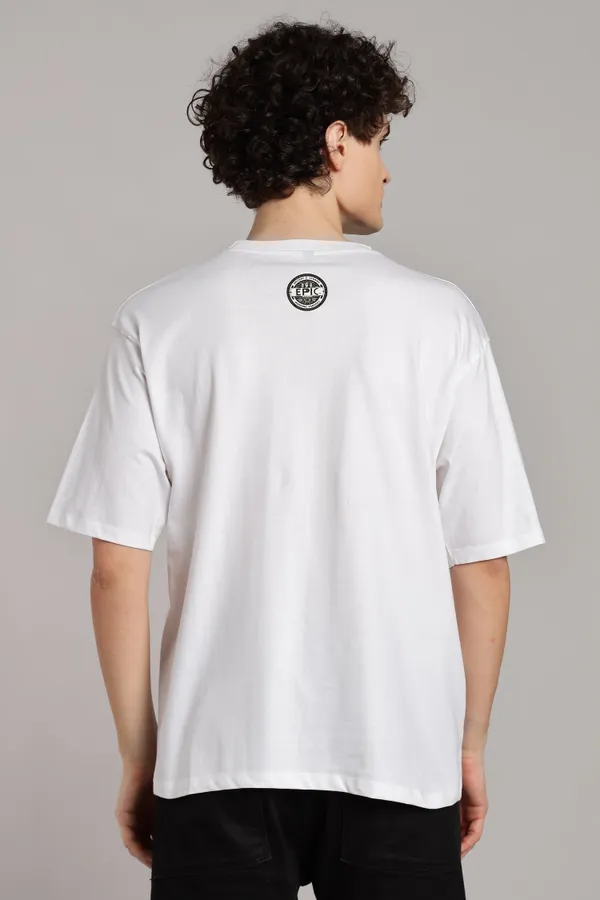 White_Cotton_Oversized_Vasudhaiva_Kutumbakam_T-Shirt_For_Men