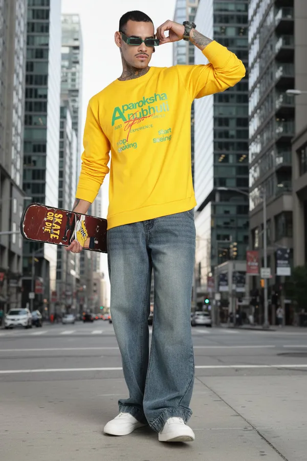 Golden_Yellow_Cotton_Graphic_Sweatshirt_For_Unisex