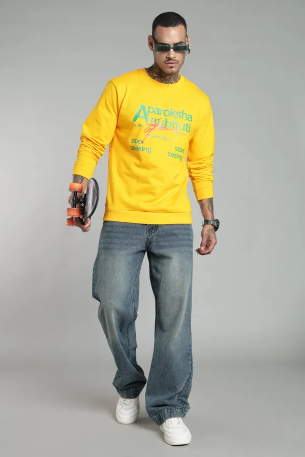 Golden_Yellow_Cotton_Graphic_Sweatshirt_For_Unisex