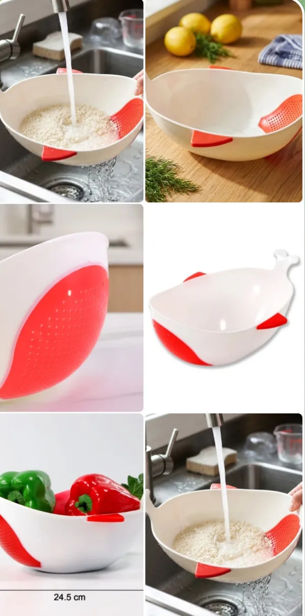 Plastic_Red_And_White_Perforated_Colander_Bowl