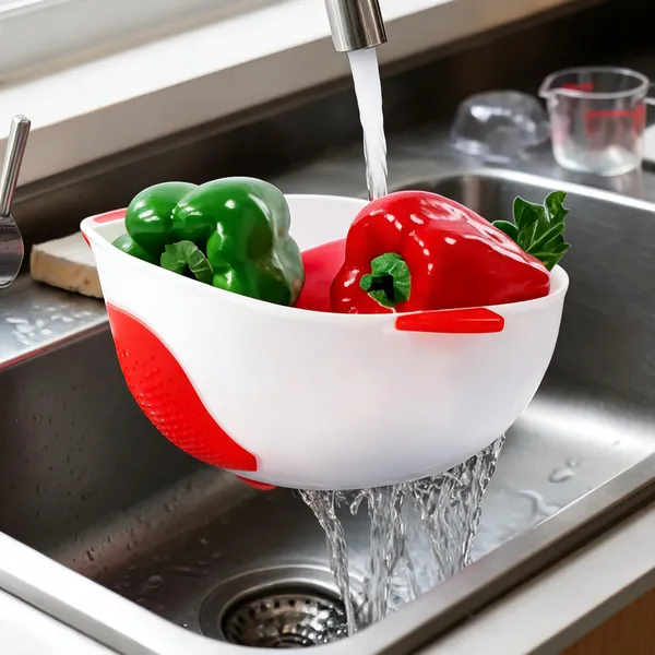 Plastic_Red_And_White_Perforated_Colander_Bowl