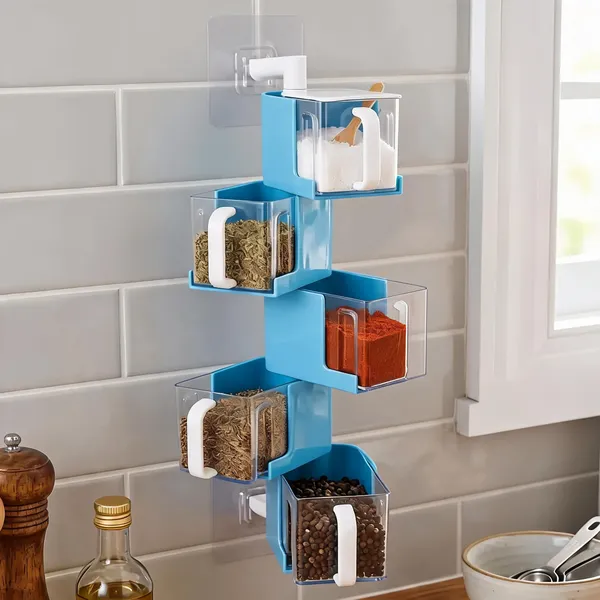 Blue_Plastic_Wall_Mounted_Kitchen_Storage_Organizer