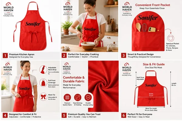 Red_Polyester_Cooking_Apron_For_Adults_Pack_Of_4