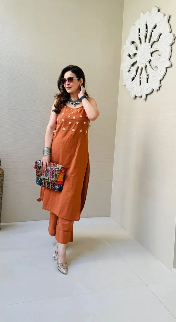 Light_Brown_Premium_Cotton_Slub_Co_Ord_Set_For_Women