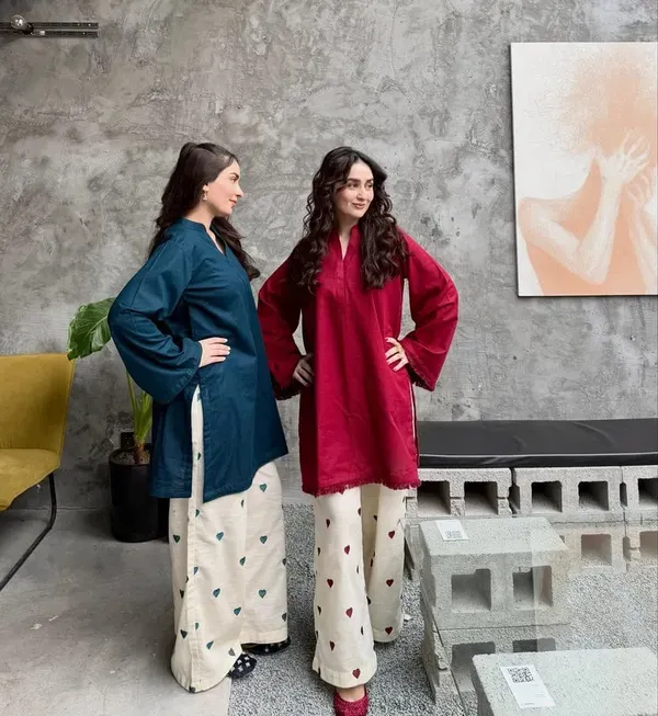 Elegant_Red_Kurta_With_Ivory_Heart_Print_Skirt_Set