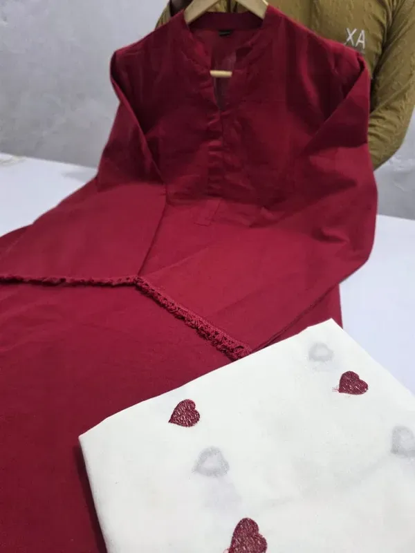 Elegant_Red_Kurta_With_Ivory_Heart_Print_Skirt_Set