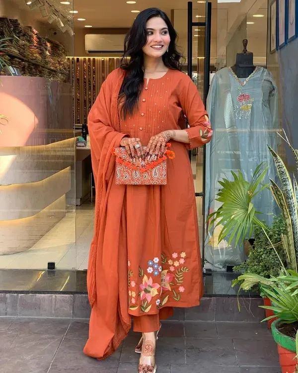 Rust_Orange_Embroidered_Anarkali_Suit_With_Dupatta