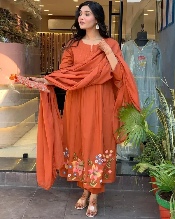 Rust_Orange_Embroidered_Anarkali_Suit_With_Dupatta