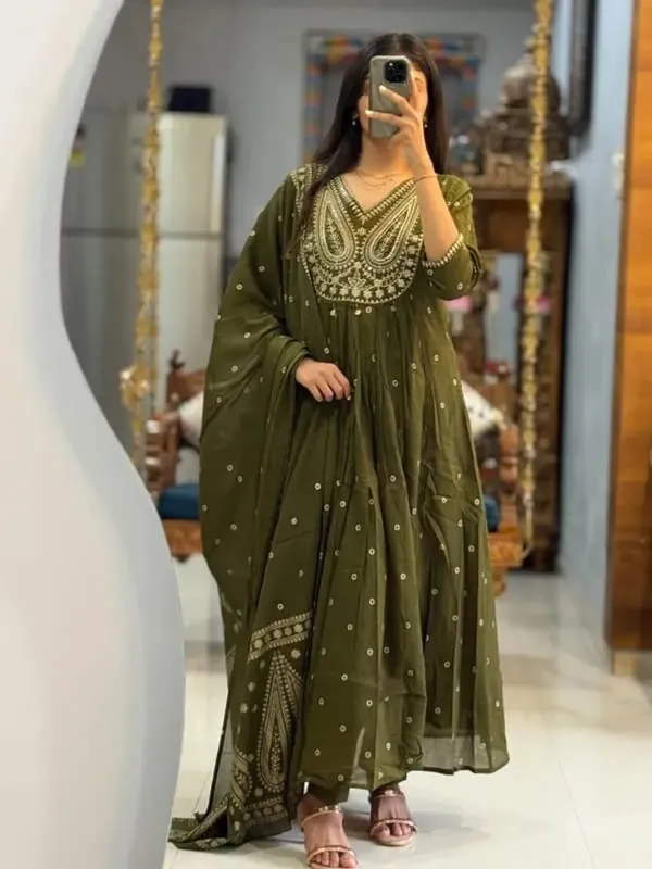 Olive_Green_Embroidered_Anarkali_Kurta_Set_With_Dupatta