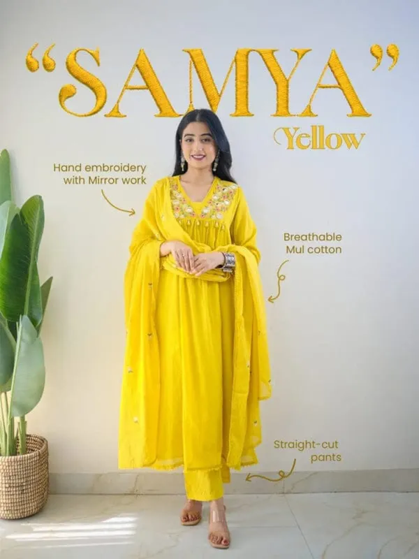 Samya_Yellow_Hand_Embroidered_Kurta_Set_With_Dupatta