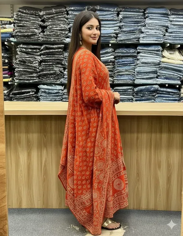 Jaipur_Kurta_Rust_Orange_Printed_Kurta_Set_With_Dupatta