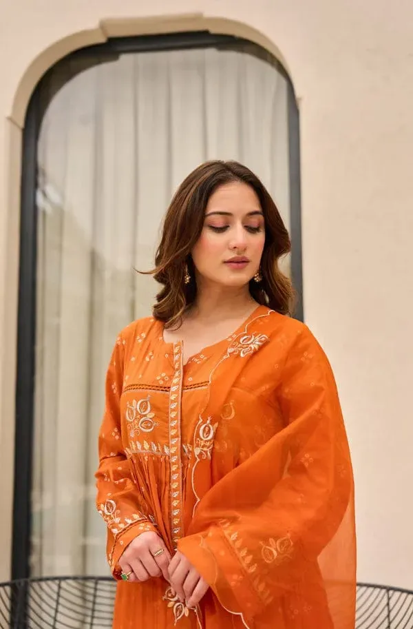 Vibrant_Orange_Embroidered_Kurta_Set_With_Dupatta