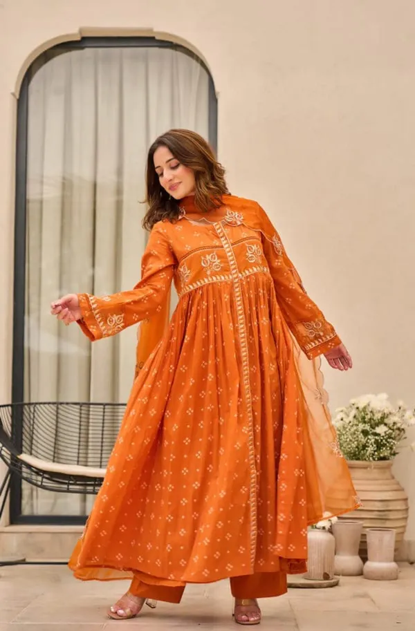 Vibrant_Orange_Embroidered_Kurta_Set_With_Dupatta