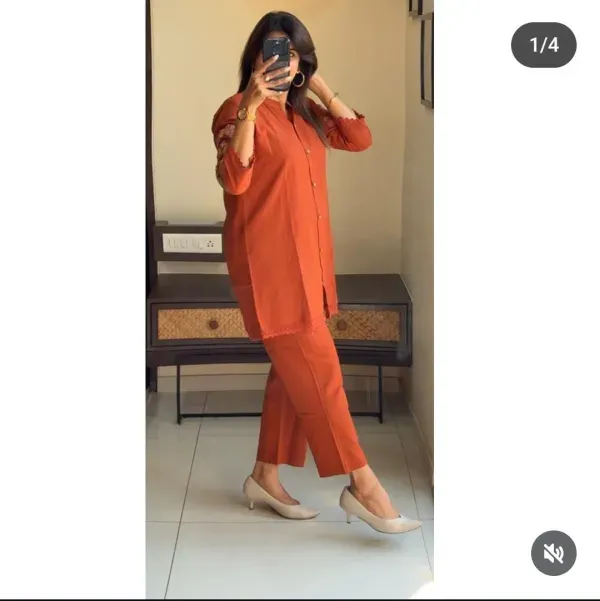 Burnt_Orange_Embroidered_Co_Ord_Set_With_Floral_Back_Design