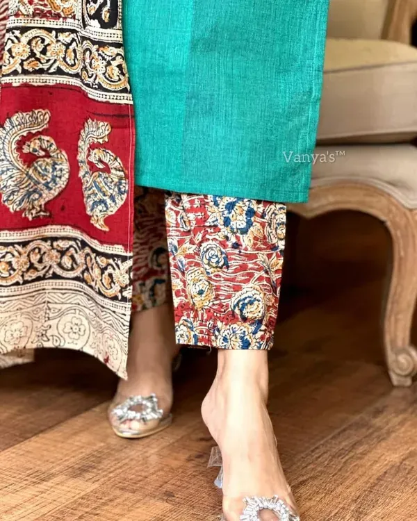 Green_Premium_Chitrkari_South_Cotton_Kurta_Pant_And_Dupatta_Set_For_Women