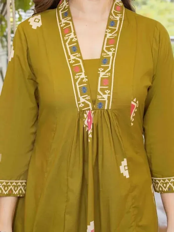 Elegant_Olive_Green_Anarkali_Kurta_Set_With_Printed_Dupatta