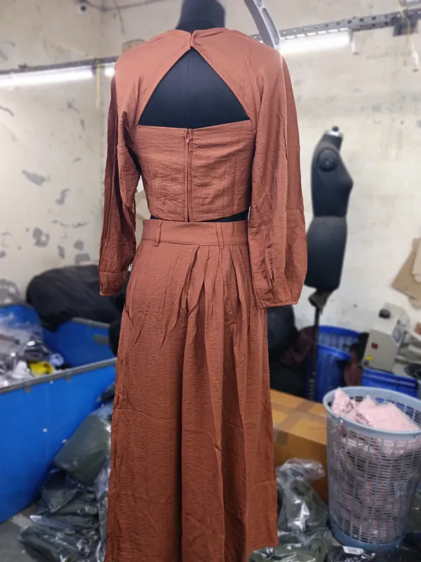 Rust_Brown_Long_Sleeve_Co-Ord_Set_For_Women
