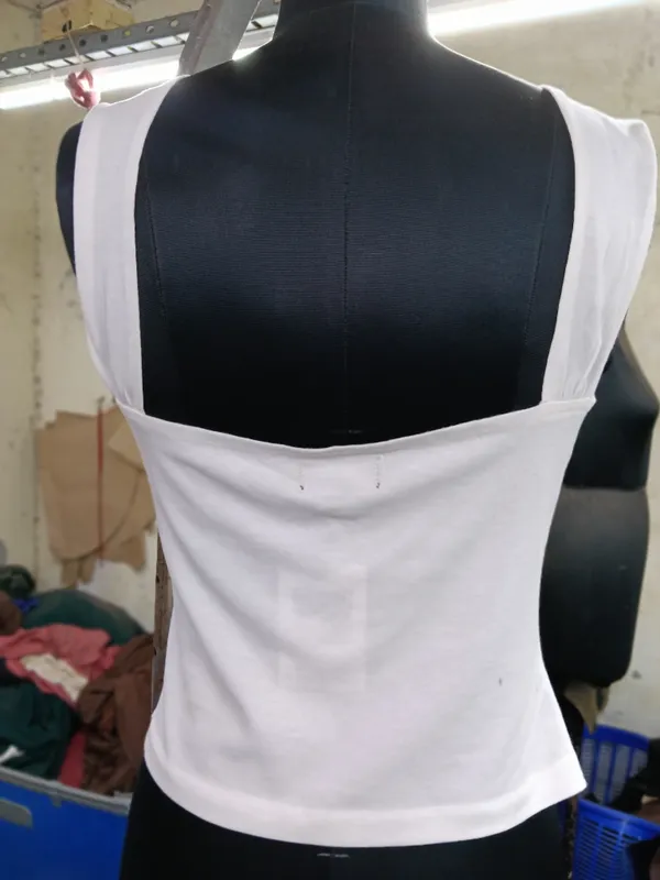 White_Ruched_Tie-Up_Sleeveless_Top_for_Women