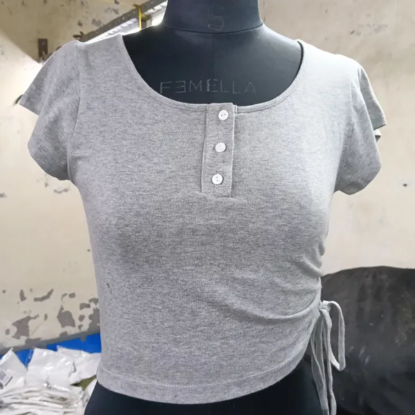 Grey_Knit_Short_Sleeve_Top_for_Women