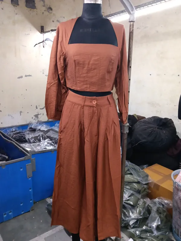 Rust_Brown_Long_Sleeve_Co-Ord_Set_For_Women