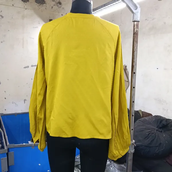 Yellow_Tie_Neck_Long_Sleeve_Top_for_Women
