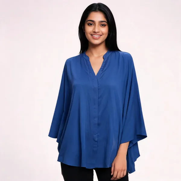 Blue_Relaxed_Fit_Cape_Top_For_Women