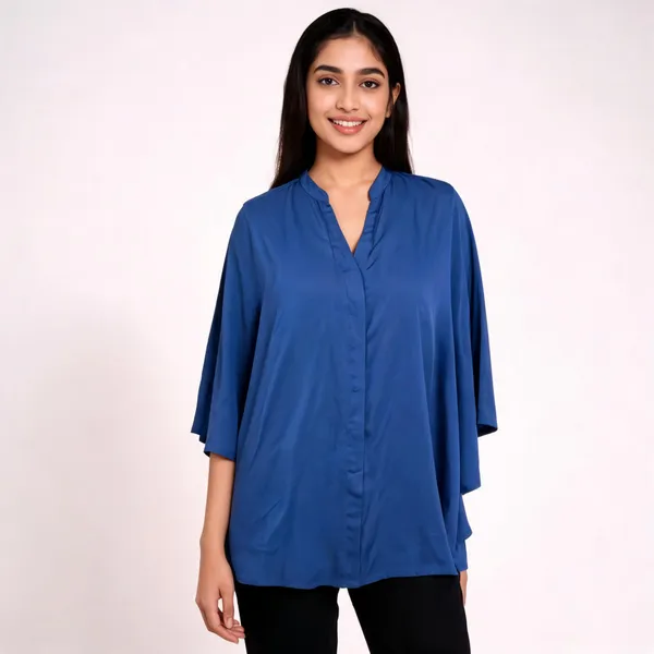 Blue_Relaxed_Fit_Cape_Top_For_Women