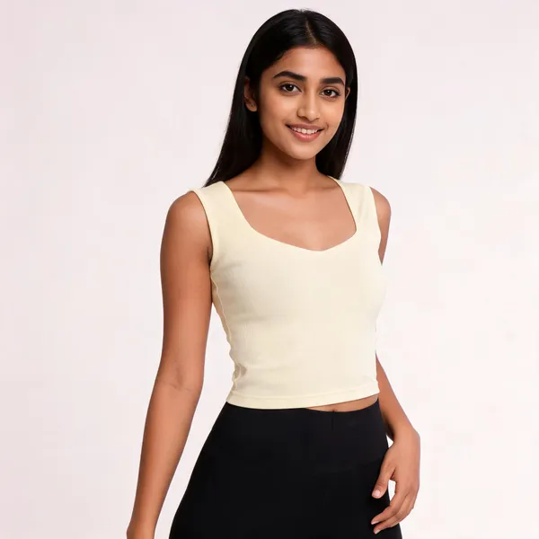 Cream_Ribbed_Fitted_Crop_Top_For_Women