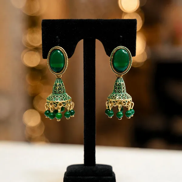 Green_And_Gold_Brass_Jhumka_Earrings_For_Women