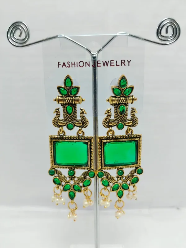 Green_And_Gold_Brass_Peacock_Drop_Earrings_For_Women
