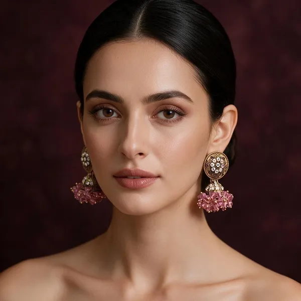 Pink_Brass_Jhumka_Earrings_For_Women