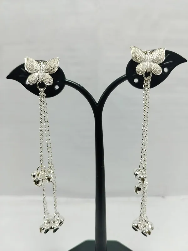 Silver_Brass_Chain_Drop_Earrings_For_Women