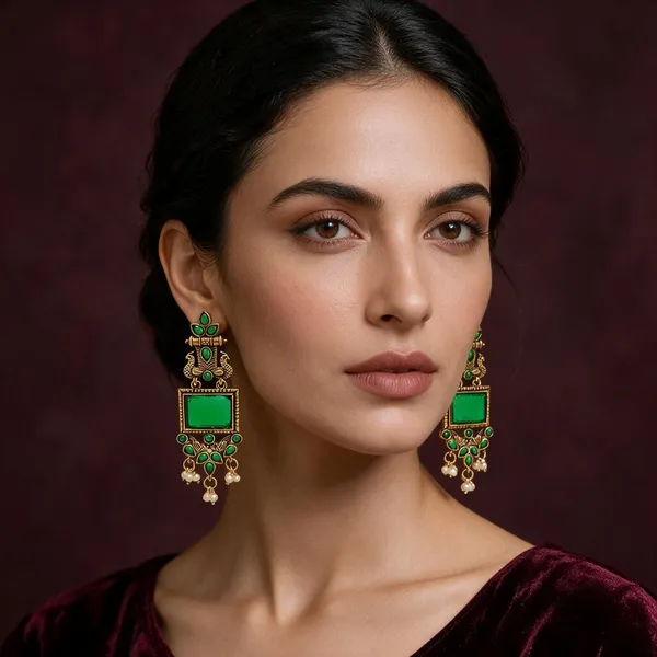 Green_And_Gold_Brass_Peacock_Drop_Earrings_For_Women