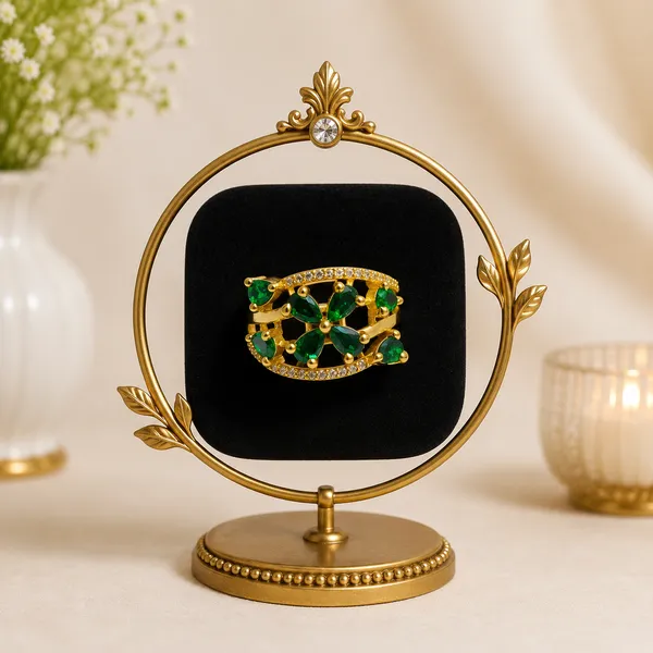 Green_Gold_Tone_Floral_Ring_for_Women
