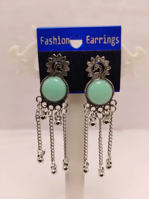 Silver_And_Mint_Green_Brass_Drop_Earrings_For_Women