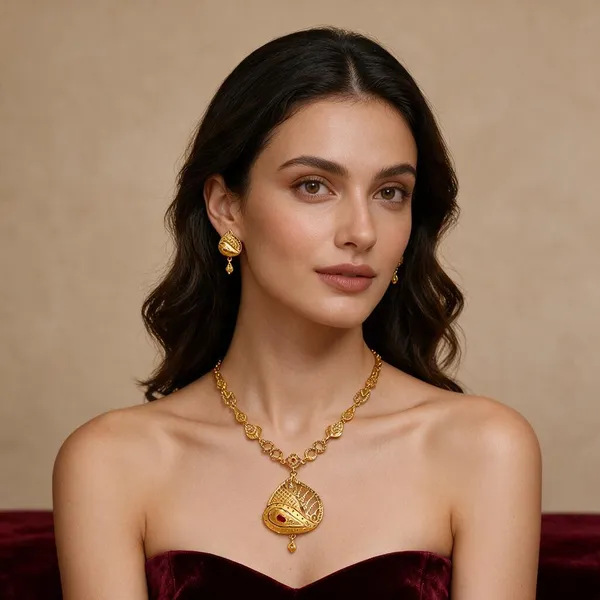 Gold_Brass_Necklace_&_Earrings_Set_For_Women