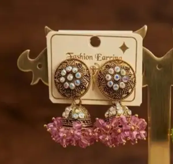 Pink_Brass_Jhumka_Earrings_For_Women
