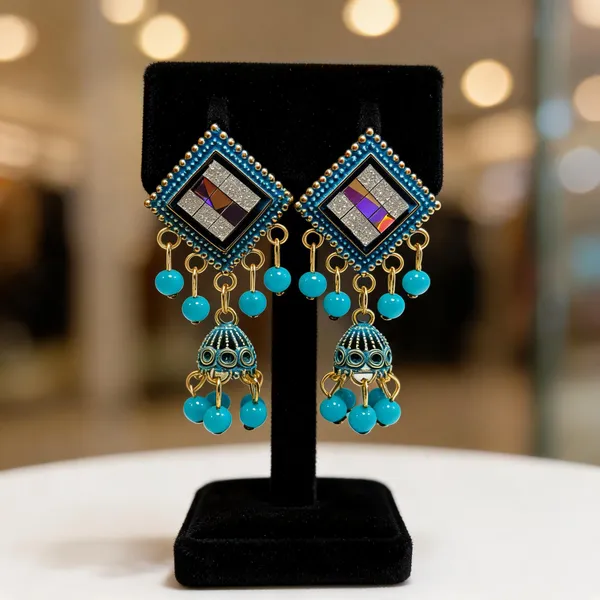 Sky_Blue_Brass_Beaded_Earrings_For_Women