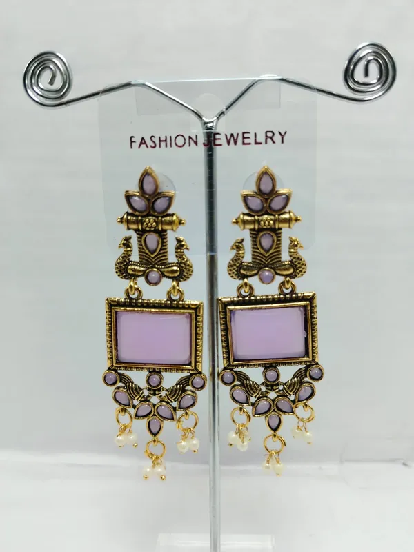 Gold_And_Purple_Brass_Statement_Earrings_For_Women