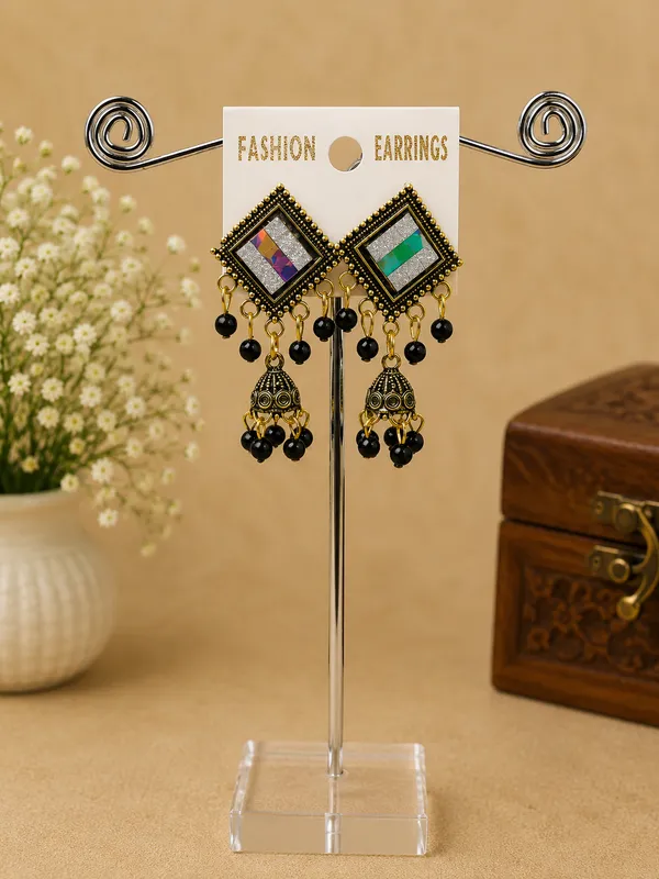Black_And_Gold_Brass_Jhumka_Earrings_For_Women