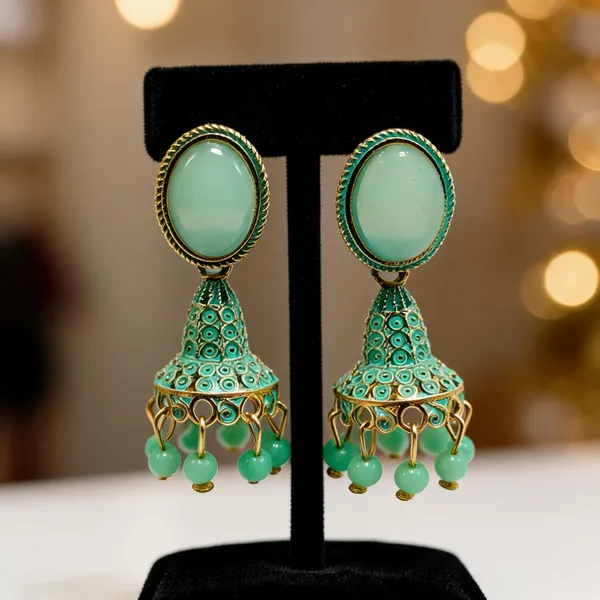 Green_Brass_Jhumka_Earrings_For_Women