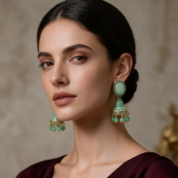 Green_Brass_Jhumka_Earrings_For_Women