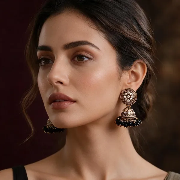 Black_And_Gold_Brass_Jhumka_Earrings_For_Women
