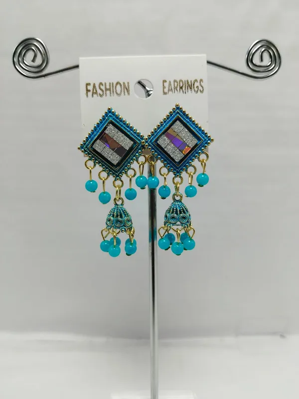 Sky_Blue_Brass_Beaded_Earrings_For_Women